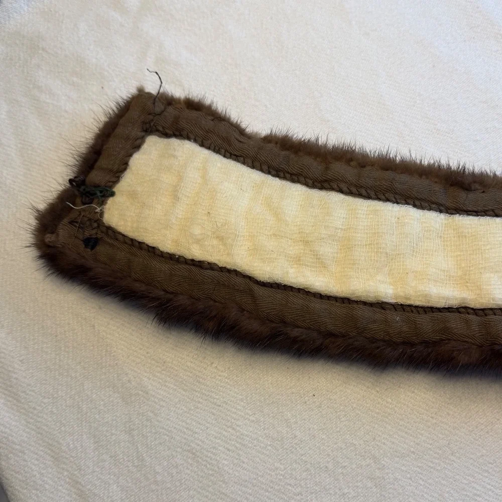 Vtg‎ Genuine Mink Fur Collar Mahogany Brown Detachable Wrap Scarf Trim Accessory